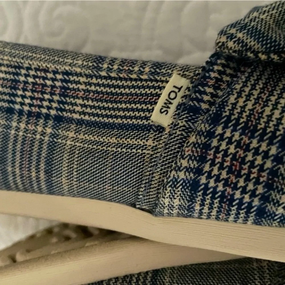Toms Alpargata Citadel Blue Classic Plaid/Bow flats Sz 11 - Picture 9 of 15